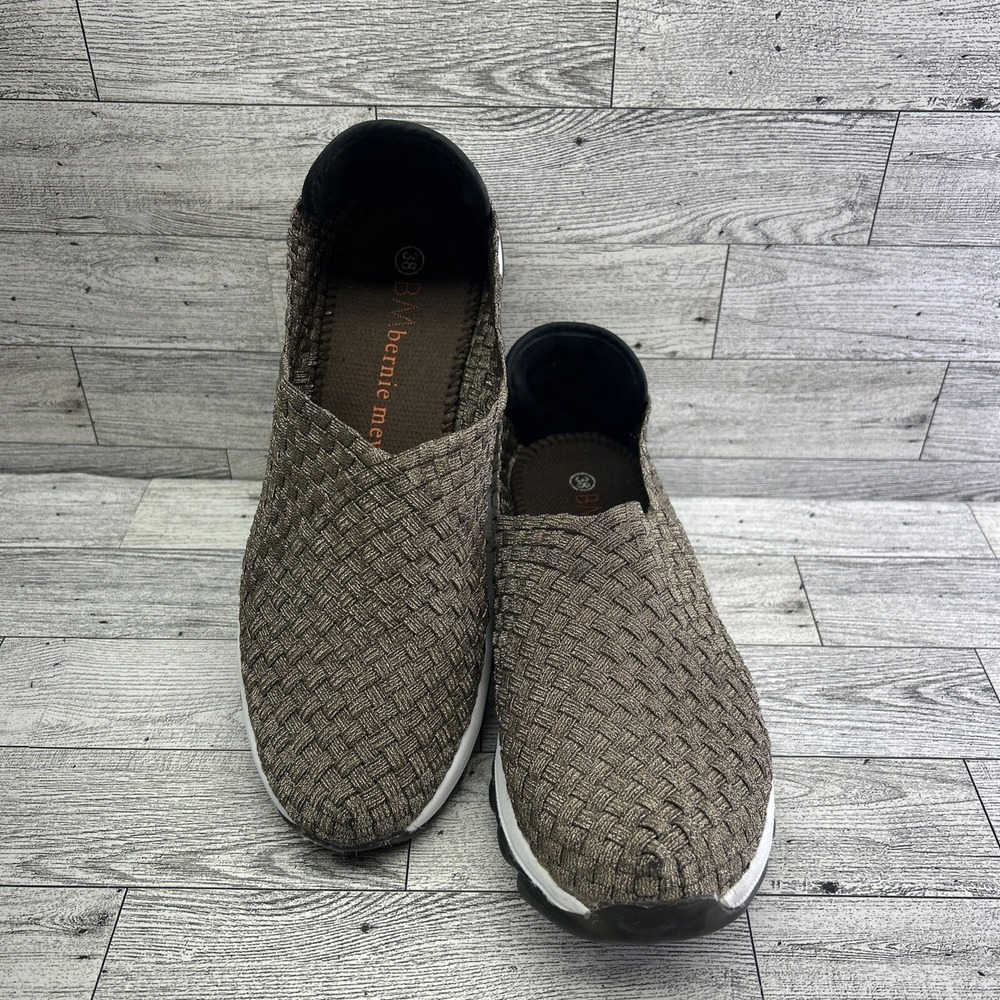Bernie Shoes Womens 38 Gummies Air‎ Woven Elastic Comfort Sneakers Black Slip On